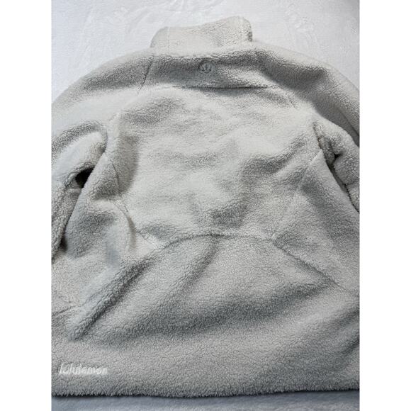 Lululemon Scuba Oversized Sherpa Fleece Half Zip Hoodie White M/L Cozy Winter Pu - Picture 3 of 9